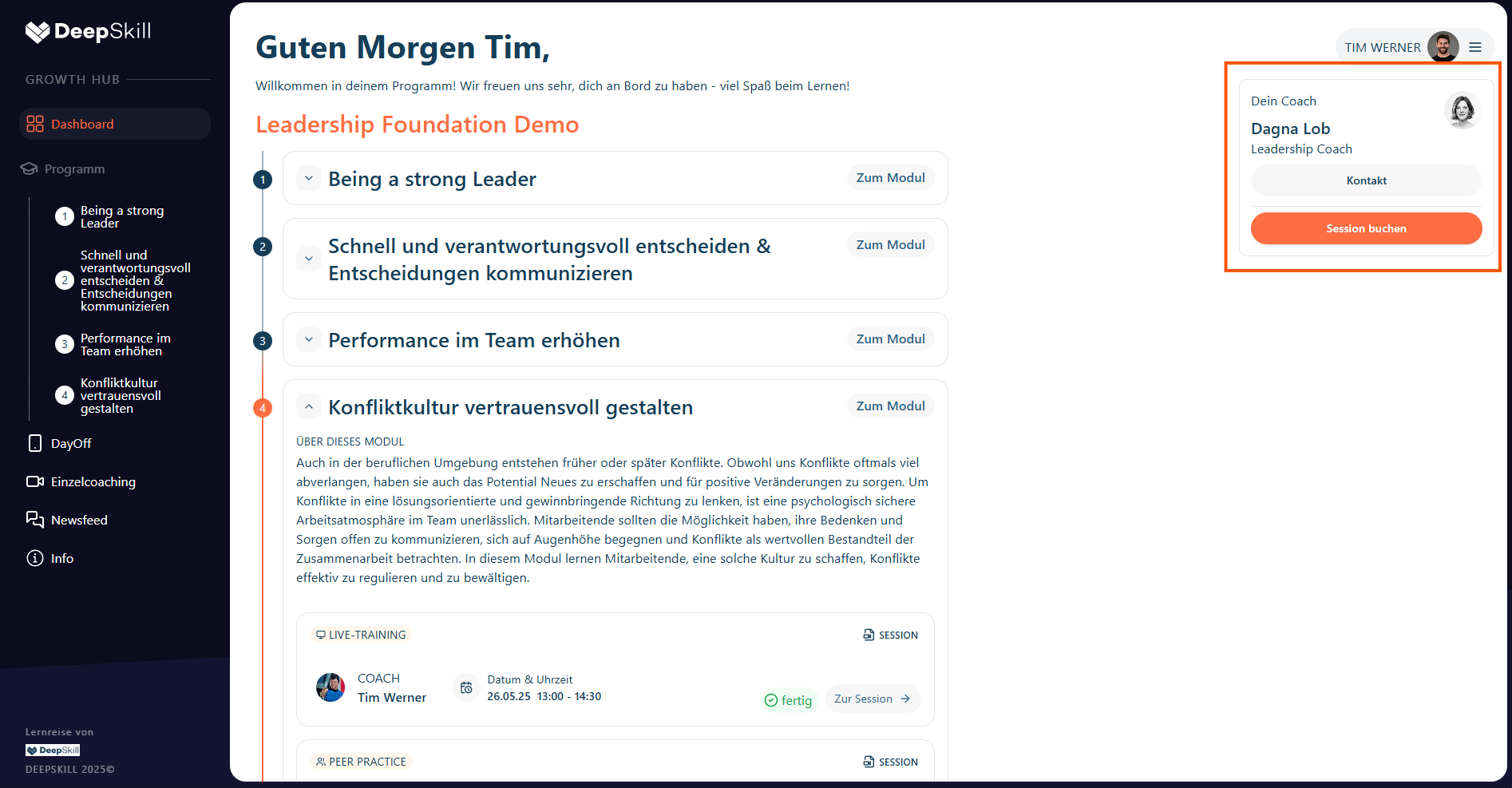 Dashboard with Expanded Module